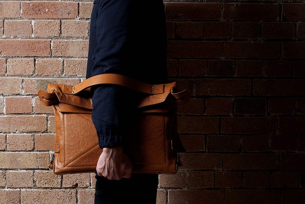 Hard Graft Leather Back2Back Laptop Bag - It's a backpack, laptop clutch and shoulder bag in one.
